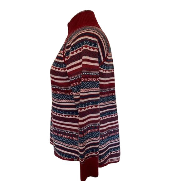 Eddie Bauer Women's LP Engage Fair Isle Knit Ruby 1/4 Zip Pullover Soft Sweater - Picture 4 of 11